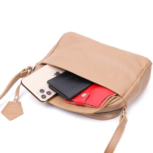 Кожаная женская сумка Grande Pelle 23х17х7 см sum0023596 - фото 7