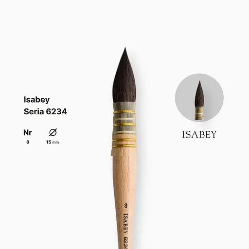 Кисть белка круглая Isabey, №8, французская вязкая, короткая ручка - фото 2