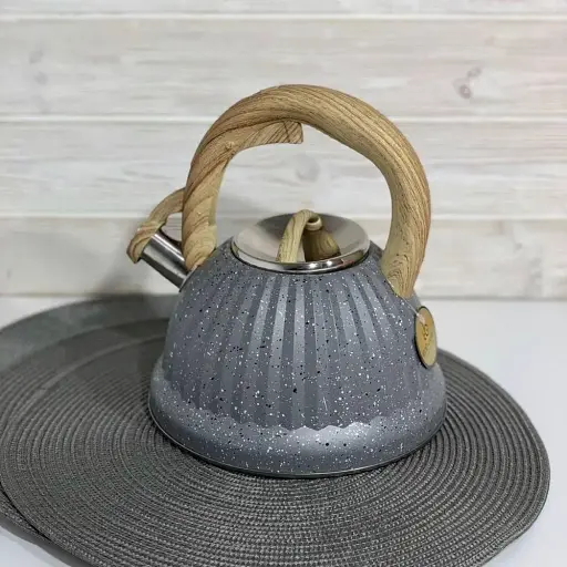 Чайник со свистком Edenberg EB-8810 с мраморным покрытием 3 л серый - фото 3