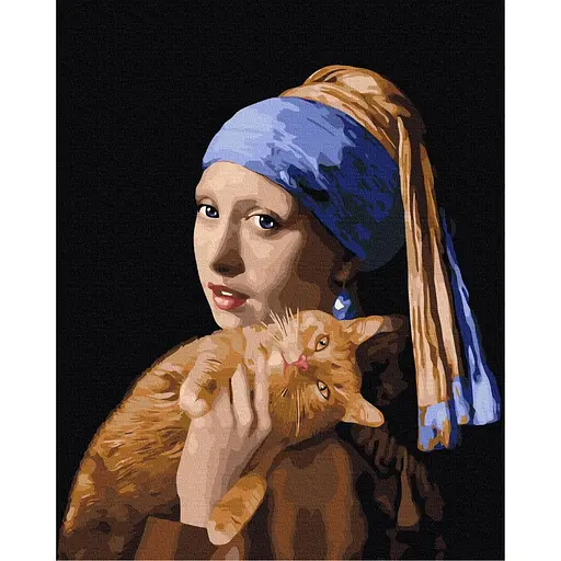Картина за номерами Дівчина з рудим котом Brushme 40x50 см кольорова 000221068