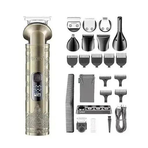 Набор для стрижки и груминга 8 в 1 VGR V-110 (Водонепроницаемый, LED-дисплей, USB)