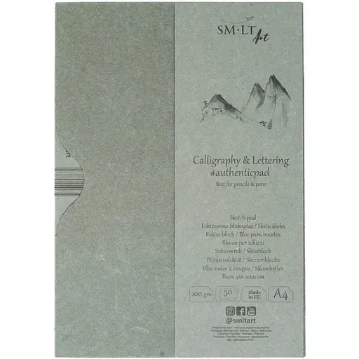 Склейка для каллиграфии и леттеринга в папке SM-LT Art Authentic А4 100 г/м2 50 листов белая бумага   - фото 1