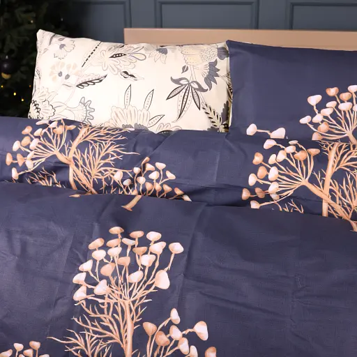 Комплект постільної білизни MirSon Gentle Flora Ranforce Elite 2x160x220 см синьо-бежевий (2200012434680) - фото 3