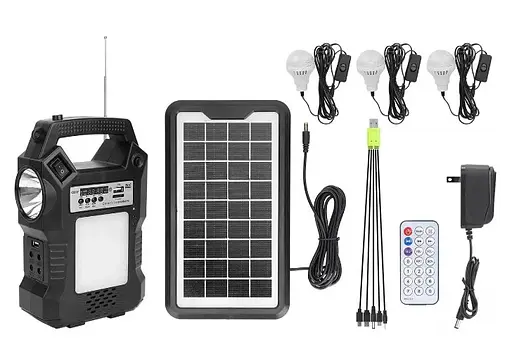 Портативная солнечная станция GD-8060 зарядное устройство + фонарь + колонка - фото 2