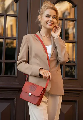 Кожаная женская бохо-сумка Лилу Коралова - фото 7