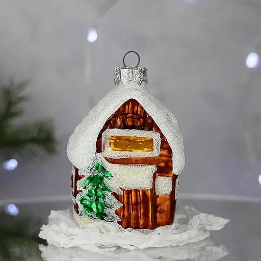 Ялинкова прикраса Санта Шоп Засніжений будиночок скло (4820001165500)