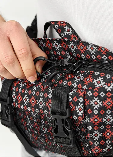 Большая мужская сумка бананка Sambag DynamicDart чорна тканевая 38 × 21 × 7 см (80411148m) - фото 5