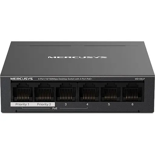 Коммутатор Mercusys 6-портовий 10/100 Мбит/с ( 4 портив PoE+ ) Mercusys, MS106LP (MS106LP) - фото 2