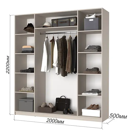 Шафа 4-дверна MebelStar Оскар Gloss BL-B, стандарт 200x52x220 см Дуб тахо/Чорний (MBS-5311) - фото 3