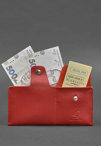 Шкіряне портмоне-купюрник 8.0 червоний краст - фото 3