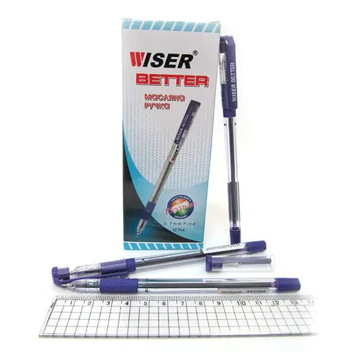 Ручка масляная Wiser Better, 0.7 мм, с грипом, фиолетовая, 12 шт.