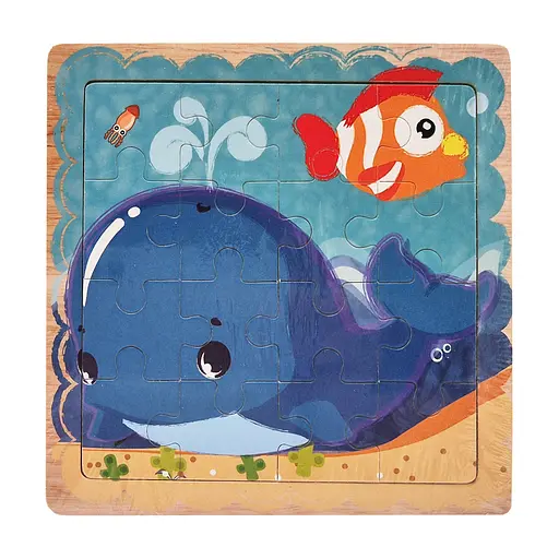 Деревяний пазл-вкладиш Рибка та кит 73260-17, 16 деталей