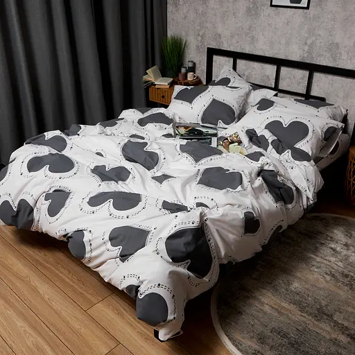 Пододеяльник Moon&Star Бязь Gold Люкс Grey Love Евро 200x220 см - фото 3