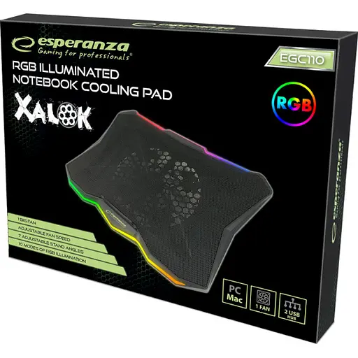 Підставка для ноутбука Esperanza 17" Xalok Notebook RGB Cooling Pad Xa (EGC110) - фото 7