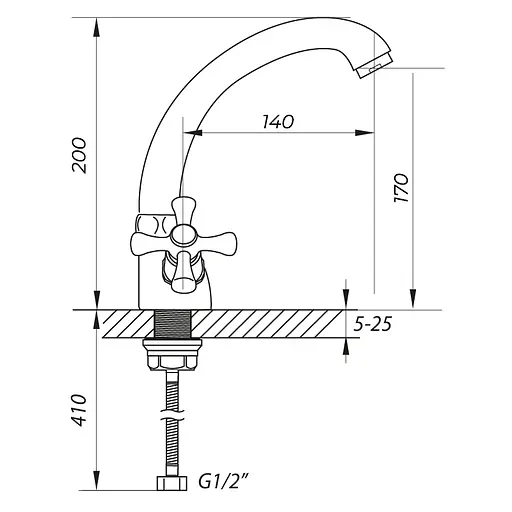 Змішувач для умивальника Zerix TLC 722 з повнооборотною кран буксою ZX2967 Хром - фото 2