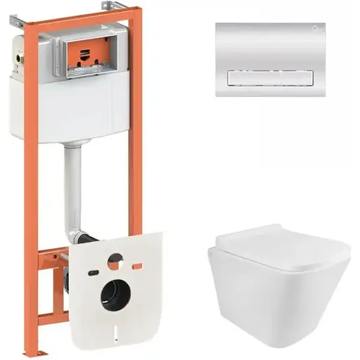 Набір Q-tap інсталяція 3 в 1 Nest QT0133M425 з панеллю змиву лінійною QT0111M08381CRM + унітаз з сидінням Tern QT1733052ERW - фото 1