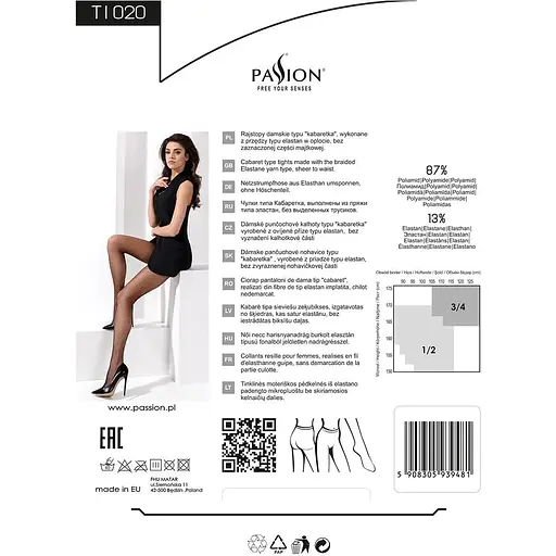 Колготки в дрібну сіточку Passion TI020 nero 1/2, Black - фото 5