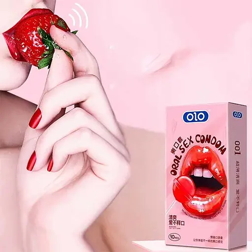 Презервативы ультратонкие латексные OLO Ultrathin Oral Sex вкус клубники M (51-54 мм) 10 шт - фото 3