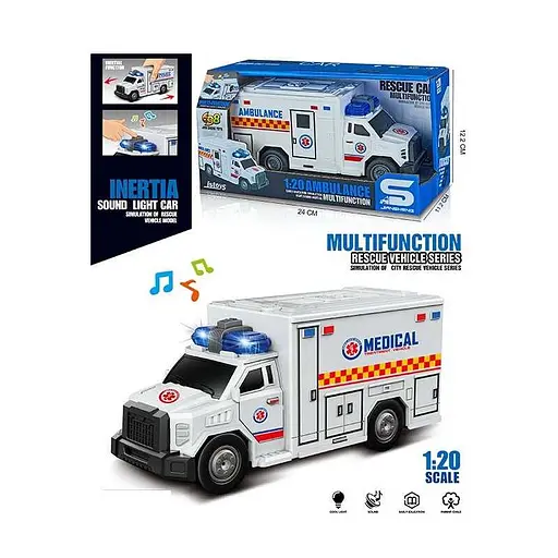 Машина инерционная Скорая помощь, JS165, звук, подсветка, резиновые колеса - фото 2
