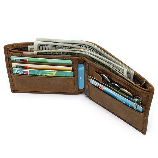 Мужской кожаный кошелек Vintage 11х9.5х2 см acs0016092 - фото 7