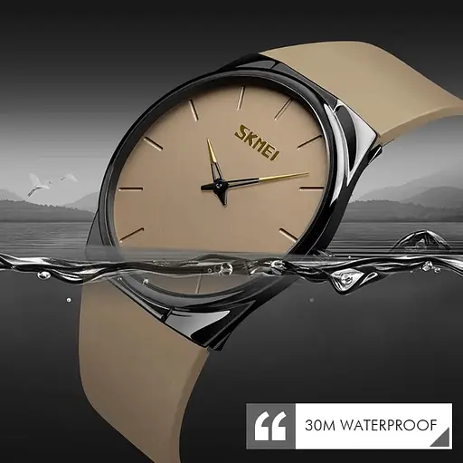 Наручний класичний годинник Skmei 1601S коричневий - фото 4