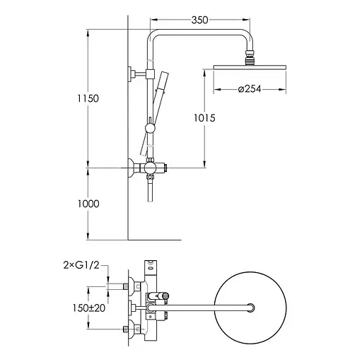 Душова система хром Imprese Smart Click ZMK101901211, Хром - фото 2