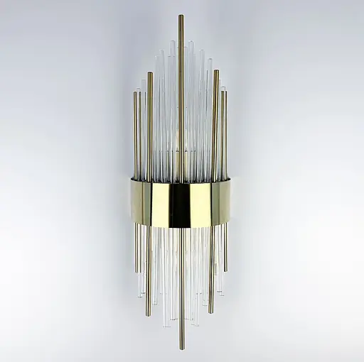 Роскошное настенное бра со стеклянными и металлическими трубочками Line F WM 222/2 GD - фото 2