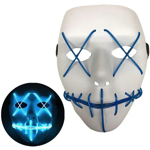 Неоновая маска для вечеринок с подсветкой LED Mask 1 Blue