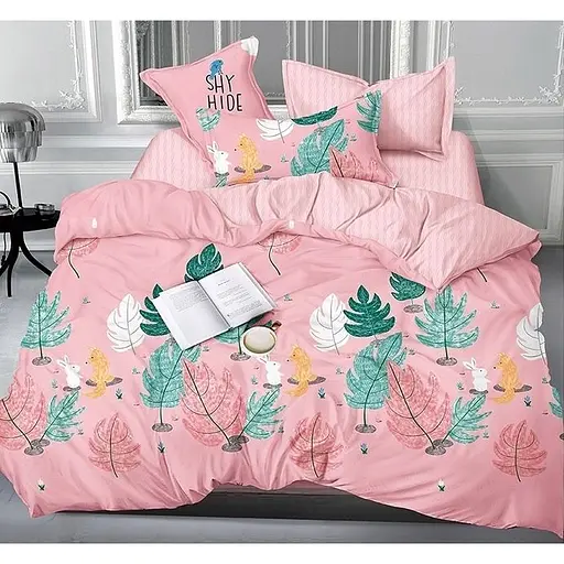 Комплект постільної білизни TAG Tekstil з компаньйоном King Size Рожевий 000142259 (S365)