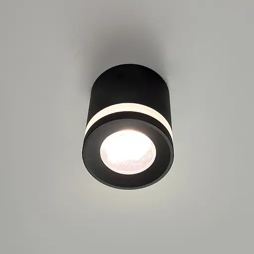 Накладний чорний циліндричний світильник 3000K Ø7х8 см | Line F | Арт. 8243 B-L QY-S - фото 1