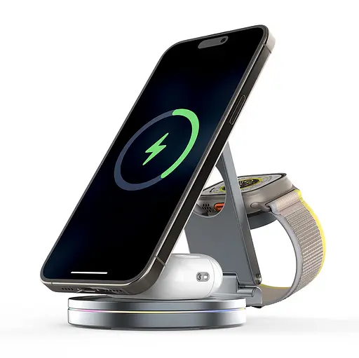 Бездротовий зарядний пристрій MAKE 3в1 Qi2 15W PS2 - фото 2