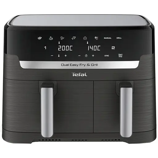 Мультипіч Tefal Dual EasyFry&Grill AirFryer чорний 2700 Вт (EY905B10) - фото 1