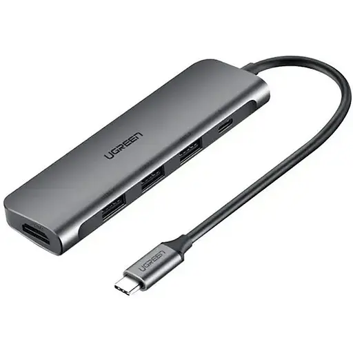 Хаб адаптер Ugreen CM136 Type-C - на HDMI 3xUsb 3.0 Type-C PD (50209) - фото 1
