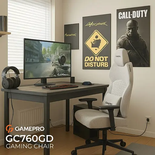 Геймерское кресло GamePro GC760LG Fabric Light Gray [148903] - фото 10
