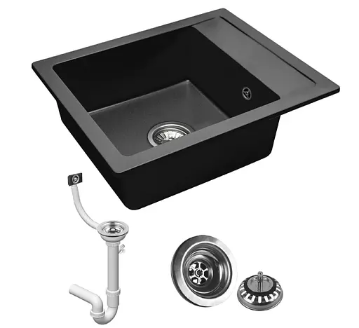 Кухонная мойка гранитная Rea Rino black ZLE-00103, Черный - фото 3