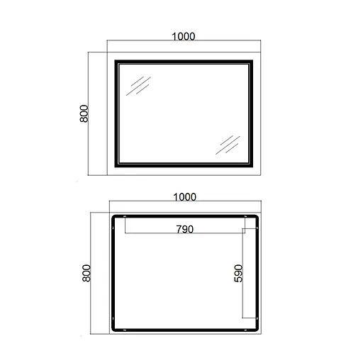 Дзеркало Qtap Cardinal 1000x800 з LED-підсвічуванням Touch, з антизапотіванням, з димером температури кольору (3000-6500K) QT0478C10080 - фото 2