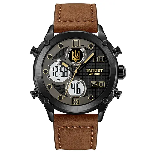 Наручний годинник чоловічий 017BKBR Тризуб золото Black-Brown Patriot acs0030989 - фото 6