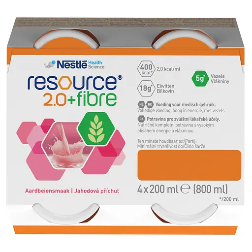 Набір ентеральне харчування Nestle Health Science Resource 2.0+Fibre зі смаком полуниці 3.2 л (4 уп. х 4 шт. х 200 мл) - фото 9