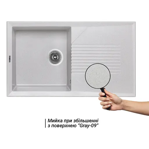Кухонная мойка Lidz 860x500/240 GRA-09 (LIDZGRA09860500240) - фото 3