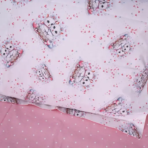Наволочка MirSon Poplin Line Kids 04 Cats 40х40 см рожева (2200009714207) - фото 2