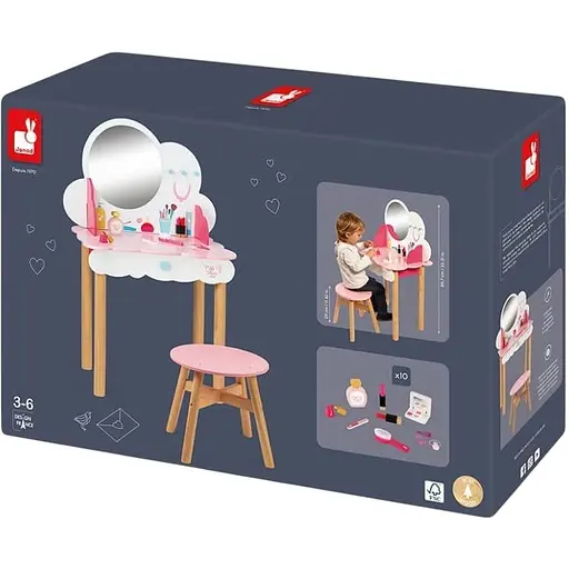 Игровой набор деревянный Janod "Туалетный столик и стульчик" J06553 - фото 3