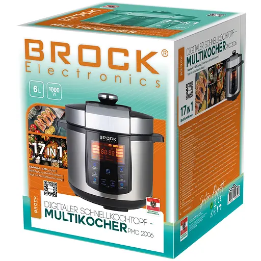 Мультиварка Brock PMC 2006 скороварка 1000Вт 6л 17 програм - фото 2