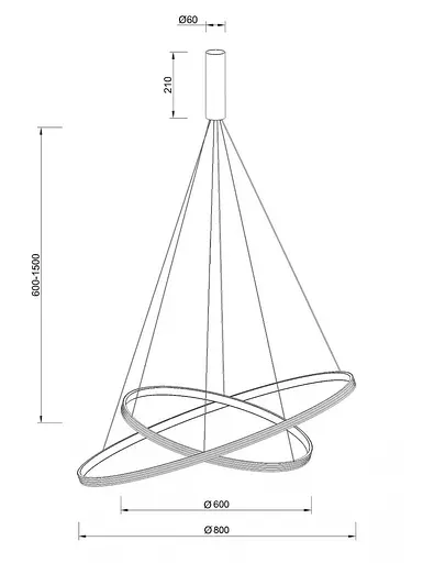 Світильник підвісний KLOODI KD-RG DUO 600/800 84W 4К BK - фото 2