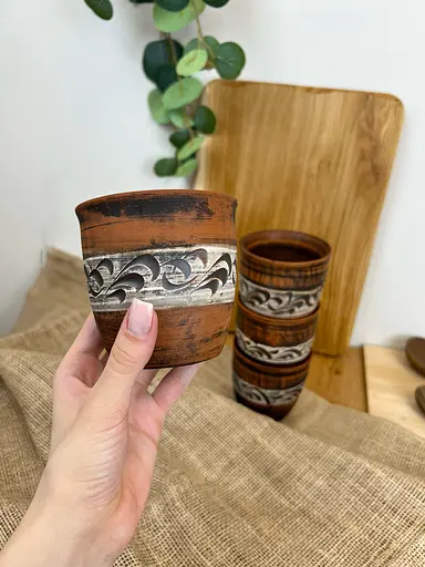 Склянка керамічна (глиняна) різьблена №7 400 мл - фото 5