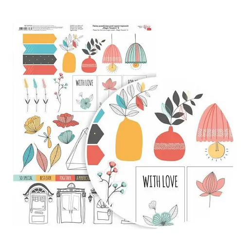 Папір дизайнерський односторонній „Magic flowers“ 9 21х29,7см глянцевий 250г/м2 ROSA TALENT