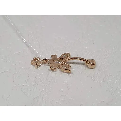 Золотая серьга-пирсинг Вселенная Бабочка с фианитами. 41000801 - фото 3