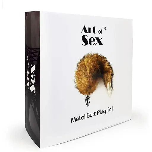 Металева анальна пробка Art of Sex з хвостом із натурального хутра Size M Red fox - фото 6