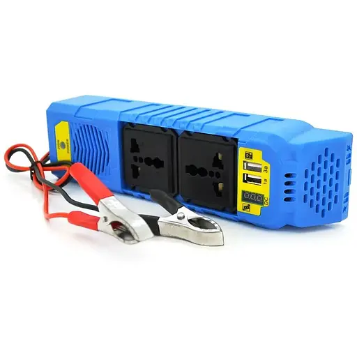 Інвертор напруги Voltronic WS-105, 150Вт, 12/220 з апроксимованою синусоїдою, 2xUSB 5V1A, 2 універсальна розетка, крокодили + дроти, BOX, Q50 - фото 2