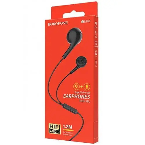 Наушники Borofone проводные BM40 Sage с микрофоном черные (6931474716897) - фото 3
