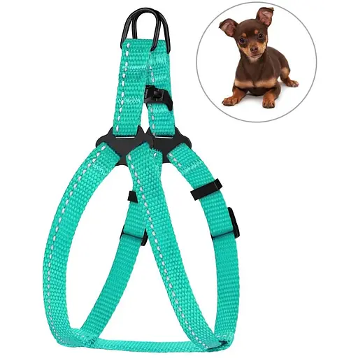 Шлея для собак Barksi Active світловідбивна (обхват грудей 33-40 см ширина 1 см) ментолова - фото 2